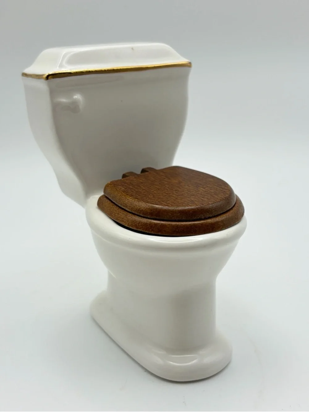 Vintage 1:12 Dollhouse White Ceramic Floral Miniature Bathroom Set w/ Gold Trim